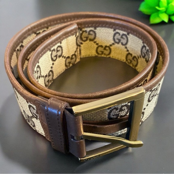 Gucci Accessories - Gucci Logo Belt  Brass Buckle Italy